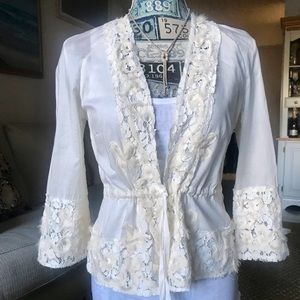 New vintage look lace cotton top S